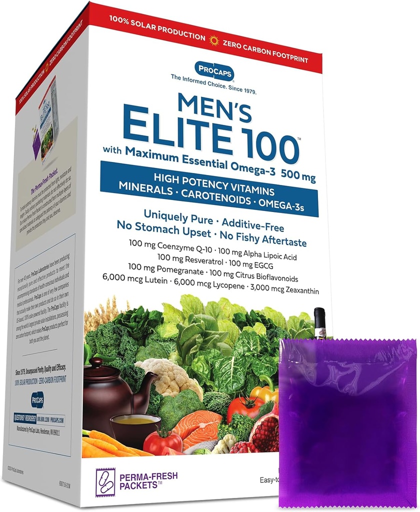 ANDREW LESSMAN Multivitamin-Men's Elite-100 con Massimo Essential Omega-3 500 mg 30 Packets - 40+ Potenti Nutrienti, Vitamine essenziali, Minerali, Fitonutrienti e Carotenoidi. Nessun Additivo