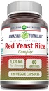 Amazing Formulas Red Yeast Rice Complex | 1570 Mg Per 서빙 | 120 Veggie Capsules | Alpha Lipoic Acid, CoQ10, Milk Thistle Extract | 미국산