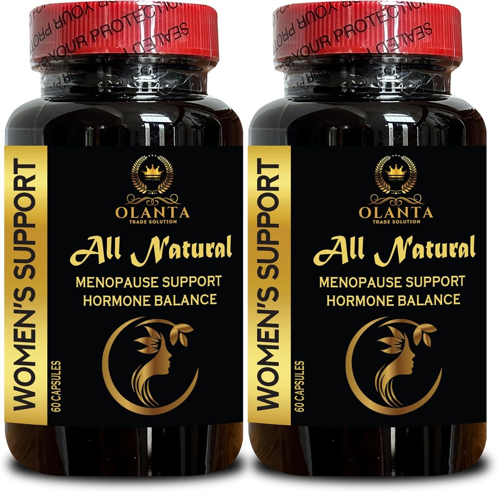 Suplemen Dukungan Menopause - Kompleks Herbal dengan Black Cohosh untuk Menopause Hot Flashes, Wild yam Root Powder AS, Natural Menopausasal Dukungan - 2 Botol 120 Capsules