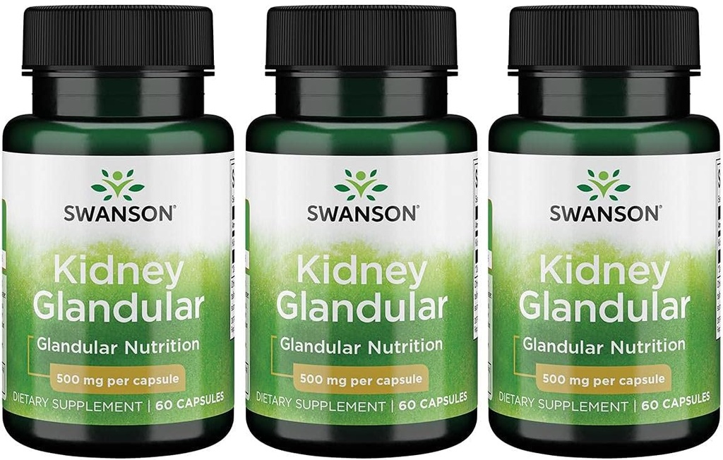 Swanson Kidney Glandular 500 mg 60 Caps 3 paquet