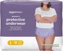 Basics Incontinence Underwear for Women, Protective, Disposable, Postpartum, Maximum Absorbency, Large, Lavender, 18 Count