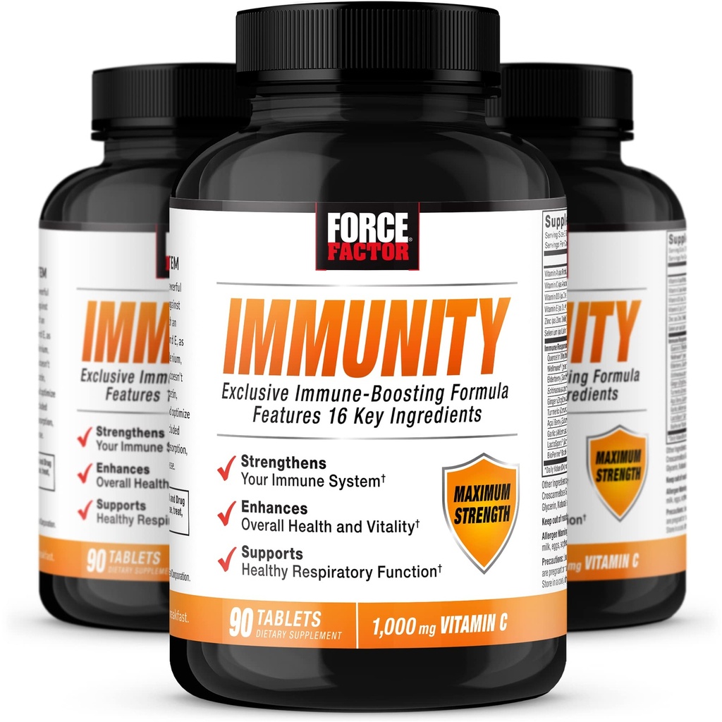 Force Factor Immunity, 3-Pack, Immune Support Booster with Elderberry and 1000mg of Vitamin C, Plus Vitamin D, Zinc, Probiotics, Antioxidants, and Echinacea for Immune Health Defense, 270 Tablets