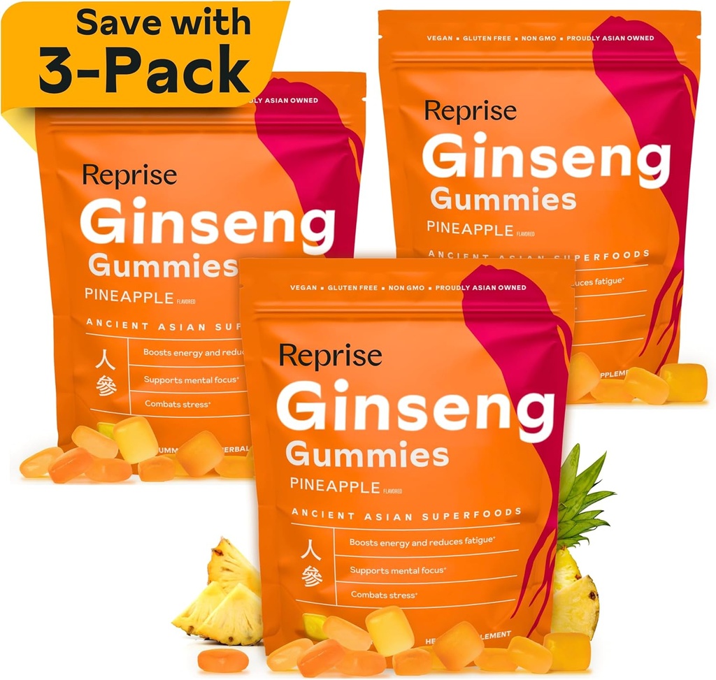 Ginseng Gummies для дорослих корейська женьшень добавки для чоловіків і для жінок 240 мг Червоний женьшень Ginseng Gummy Energy Gummies для пам'яті, і Immunity Зменшений Цукор Ginseng Chews, 45 Gummies (Pack of 3)