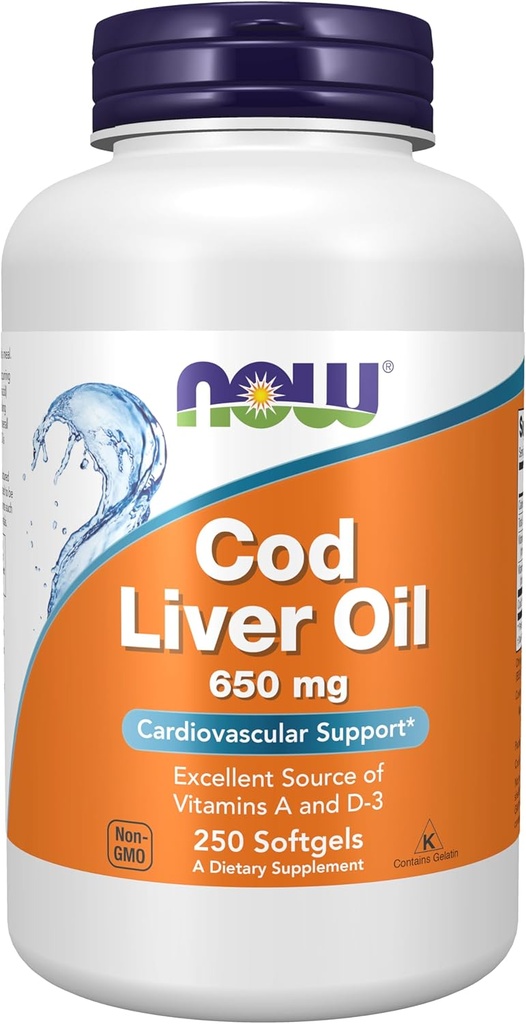 Teraz Foods Doplnky, Cod Liver Oil 650 mg, Výborný zdroj vitamínov A a D-3, 250 Softgels