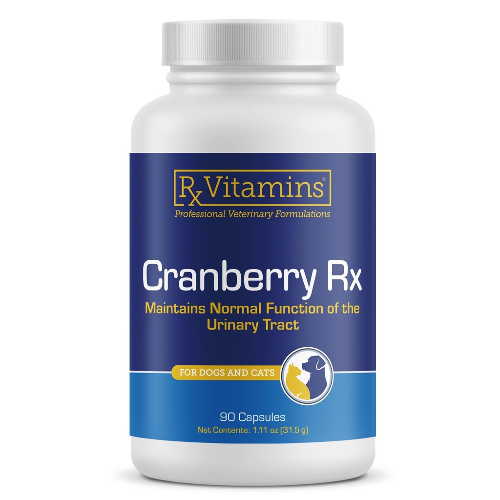 RX Vitamins Cranberry Rx - Cranberry Supplement for Dogs & Cats - 90ct | Supports Urinary Tract Health and Bladder Health - Dog & Cat Urinary Supplement