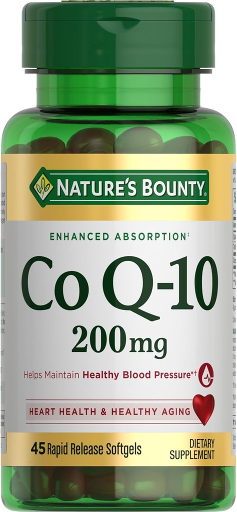 Bounty CoQ10 della natura, salute del cuore e invecchiamento sano, supplemento dietetico, 200mg, 45 Softgel a rilascio rapido