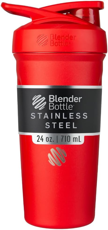 BlenderBottle Strada Shaker Cup 绝缘无锡钢水瓶 配电威斯克,24 Ounce,红