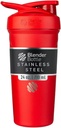 BlenderBottle Strada Shaker Cup Bottiglia di acqua isolata in acciaio inox con filo Whisk, 24-Ounce, rosso