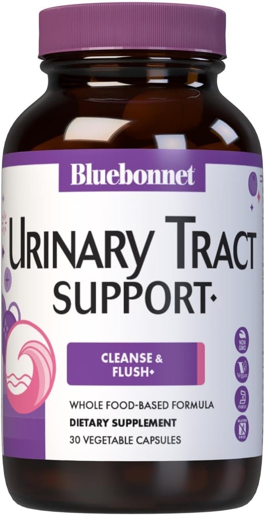 Bluebonnet Nutrition Urinary Tract Support, Cleanse & Flush*, Soy-Free, Gluten-Free, Kosher-Certified, Non-GMO, Dairy-Free, Vegan, 30 Gemüsekapseln, 15 Servietten