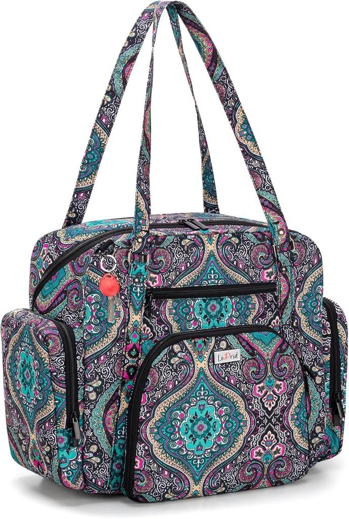 Bolsa de Tote de Maestro Lodrid con Bottom Acolchado, Maestra Bolsa de Utilidad para el Trabajo, Grandes Mujeres Trabajan Tote Bolsa con Cierre Zip-Top