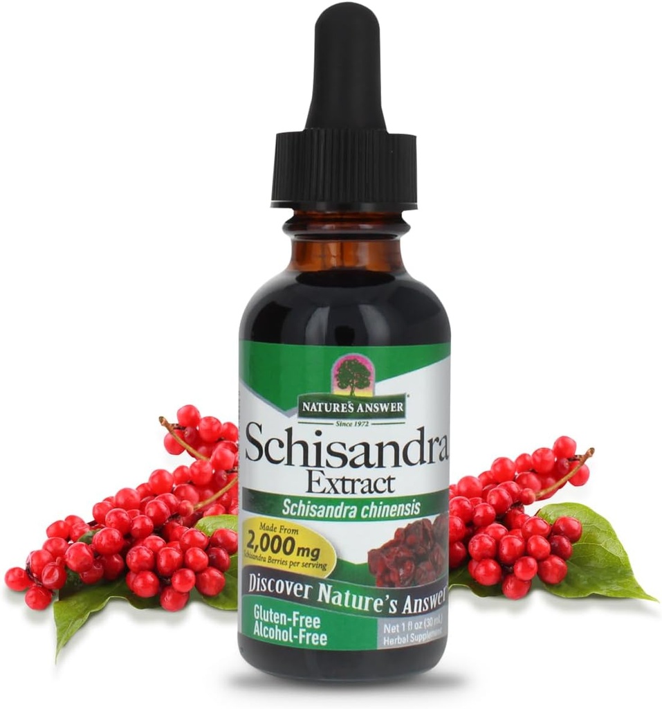 Nature's Answer Schisandra Berry Extract - bez alkoholu, bez lepku, stres, únava, relaxačná podpora - Made in USA - Adrenal Support Doplnky pre každého