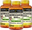 MASON NATURAL Ashwagandha 500 mg, Adaptogen untuk Dukungan Stress & Energy, Suplemen Herbal, Penyesuaian Hari 180