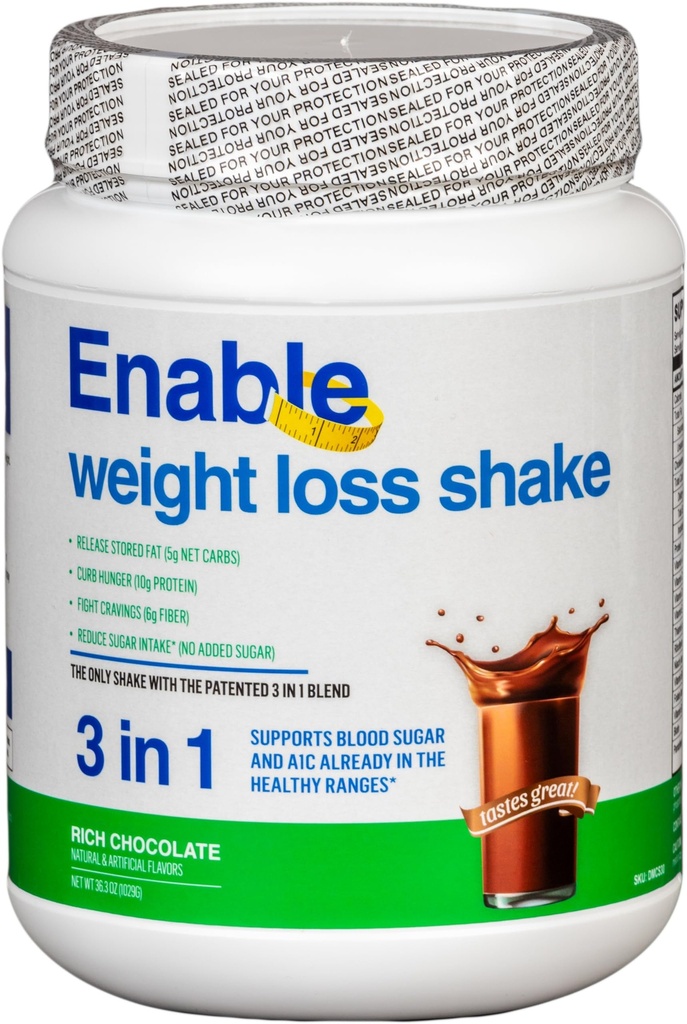 Enable Weight Loss Shake - Rich Chocolate Flavor for Delicious & Nutritious Meal Replacement, 2lb 11oz