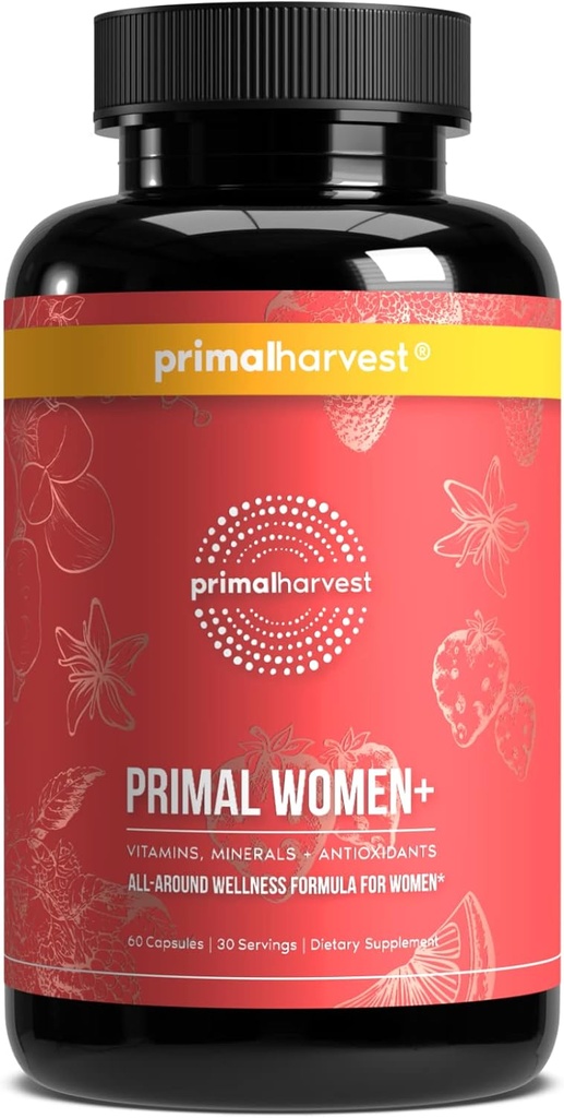 Primal Harvest Multivitamin de Dones A, Vitamina C, Vitamina D i E, Vitamina B12, B6, Biotin, Zincs suplementaris, 60 Capules (Les dones 1 paquet)