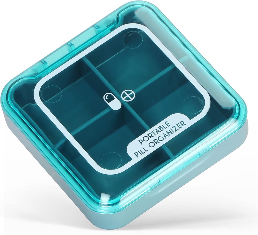 Naturetouch pílula organizador, 4 veces por día caixa pílula pílula diaria para mulleres e homes que teñen vitamina, medicamentos, suplementos, azul