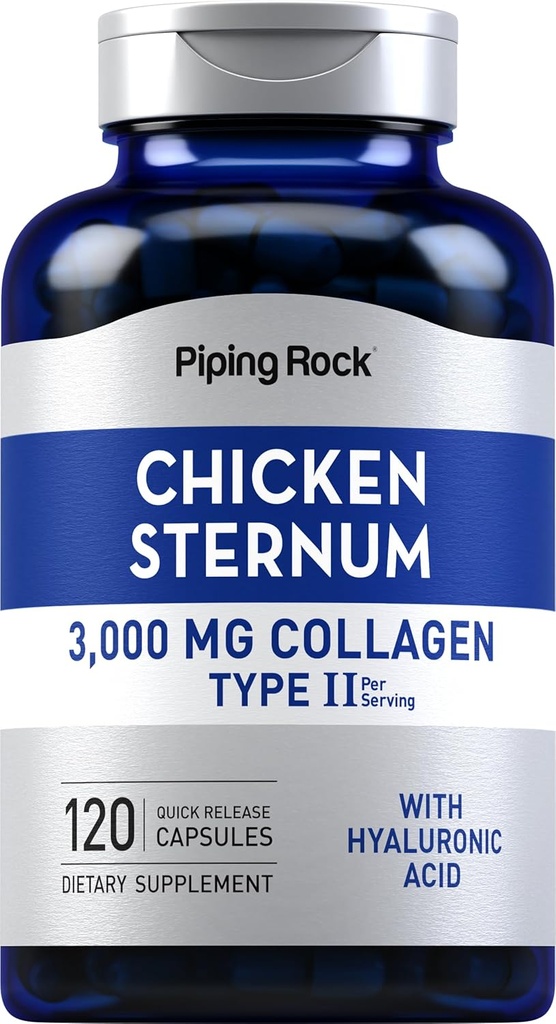 Piping Rock Chink Chinish Spantum ประเภท II Collagen Supplement | 3000g | 120 Capsules | with Hyalurology Offical   Not-GMo, Glutefree