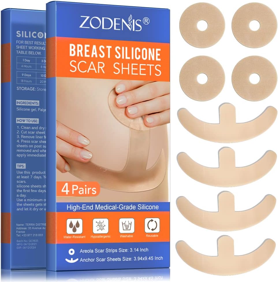Prostěradla silikonové jizvy pro prsa - 8 Pack, including 4 Areola Soft Strips & 4 Anchor Prostěradla