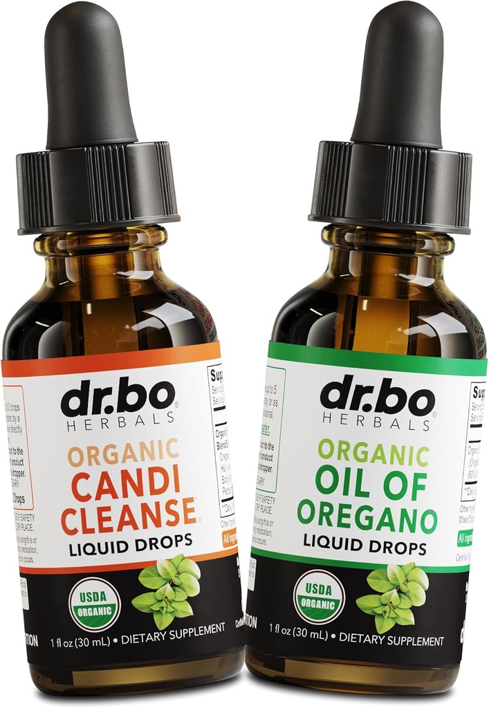 Candi Cleanse & Oregano Oil Drops - Organic Oil of Oregano Drops Liquid & Black Walnut Wormwood - Ekstra styrke Overgrowth Balance Complex, Natural Oral Gut Cleanser Detox Health Supplements 1 oz