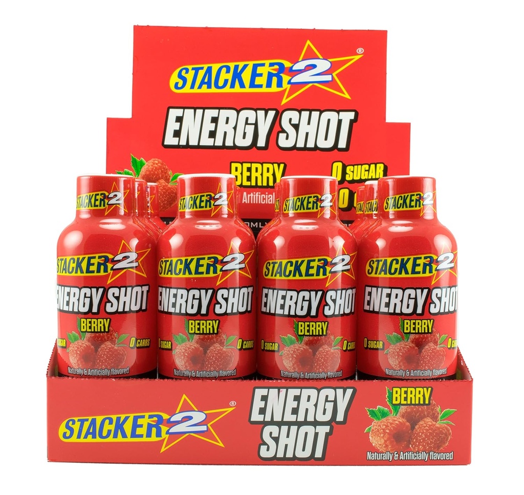 Stacker 2 Energy Shots, Berry, 12 Shots 2oz. Buteliukai