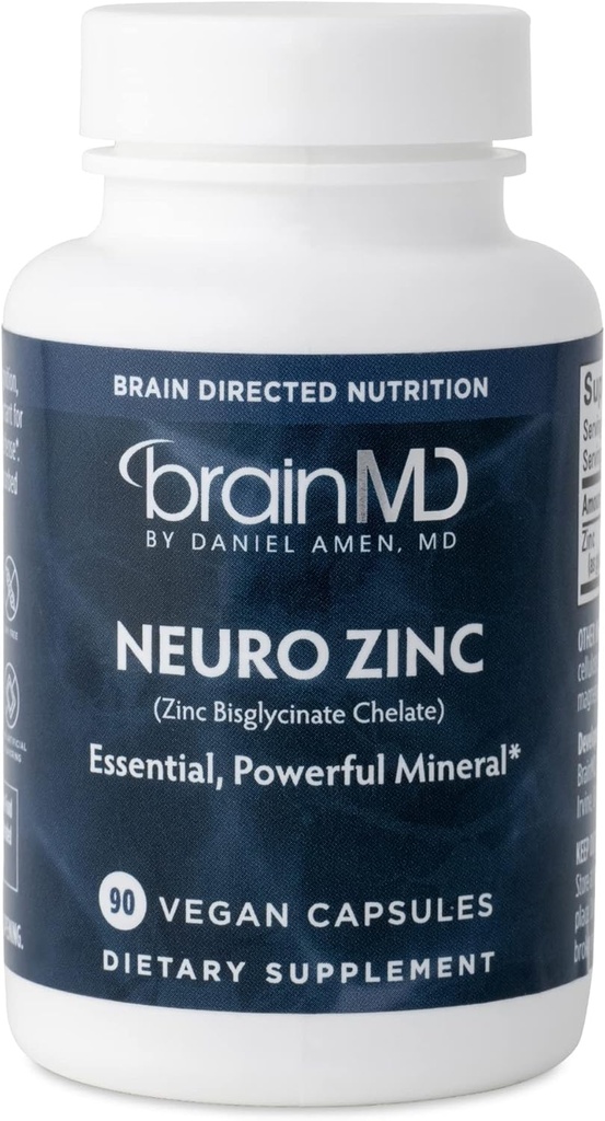 BRAINMD Dr Amen Neuro Sinkki - 90 kapselia - 25 mg Sinkki Bisglysinaatti Kelaatti - Gluteeniton - 90 tarjoilua