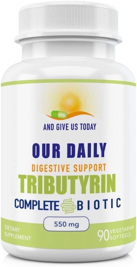 Gure eguneroko Vites Tributyrin Digestive Heath Probiotics | Complete Butyrate Supplement | 550 Mg Delayed-Release Softgels | Immune Support | 90 Services | Vegan Formula
