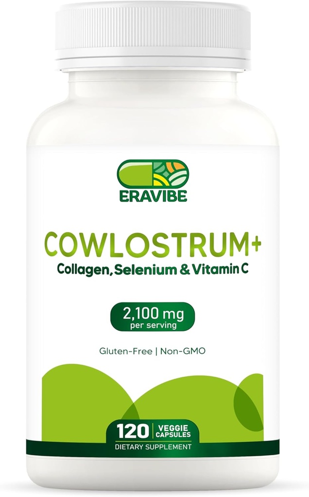 Colostrum Supplement 4 in 1, Collagen, Selen & Vitamin C - 2100mg für Immunsystem & Hautunterstützung - 120 Vegan Kapseln, Glutenfrei