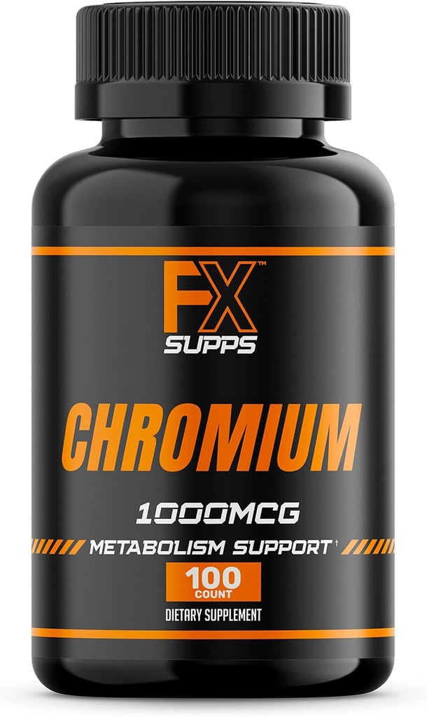 FX SUPPS Chromium Polynicotinate 1000 mcg (100 capsule) Integratori di gestione del peso per gli uomini e le donne | Migliora la produzione di energia e la salute del cuore