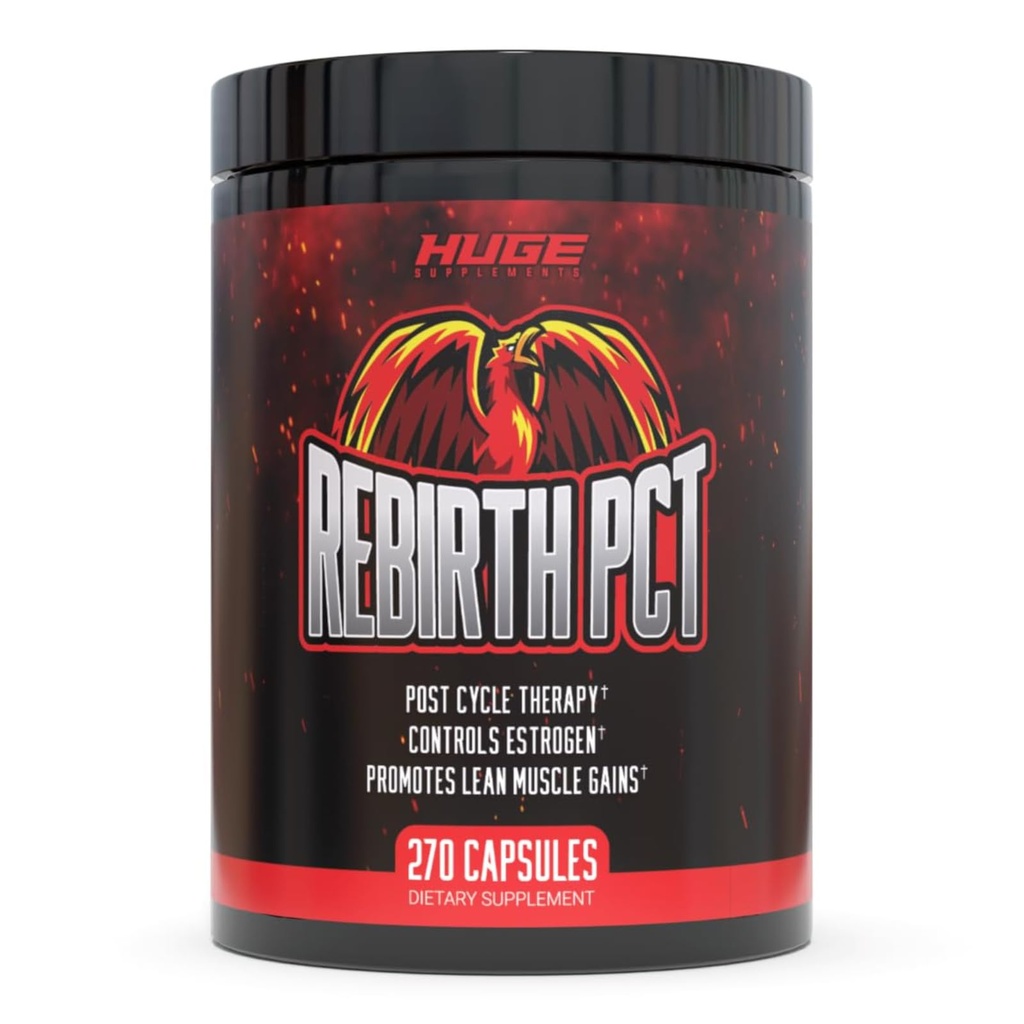 Rebirth PCT Supplement for Men, Most Stacked & Complete Post Cycle Therapy Formula - Science-Backed Ingredients & Optimal Dosages, Supercharge Recovery & Maintain Gains from Your Cycle (270 Capsules)