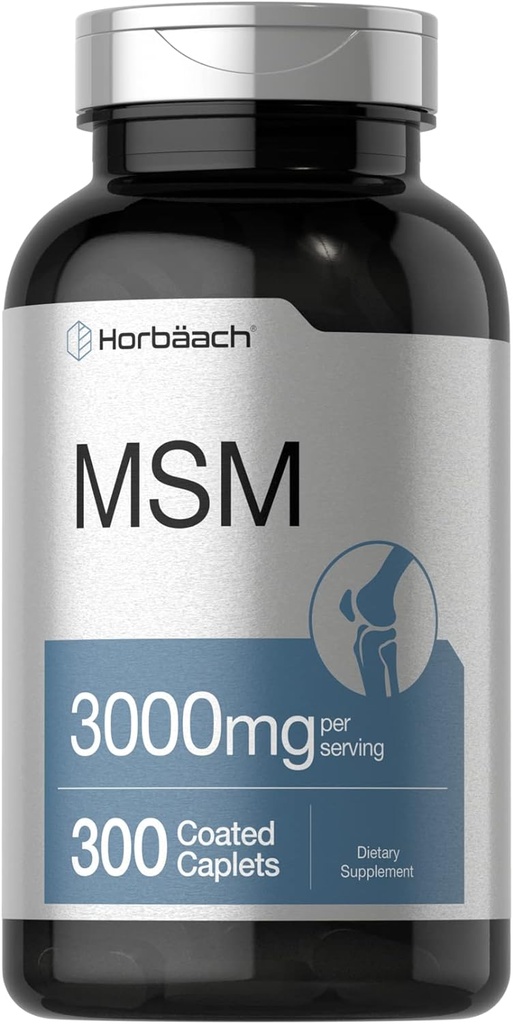 Horbäach MSM 보충교재 | 3000mg | 300의 입히는 모자 | 칼슘을 가진 Methylsulfonylmethane | 채식주의자, 비 GMO, 글루텐 자유로운