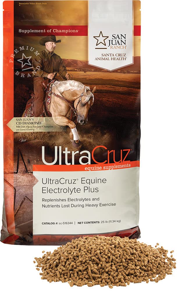UltraCruz Equine Electrolyte Plus Допълнение за коне, 25 lb, Pellet (93 Day Supply),sc-516344