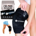 ActiveWrap - 무릎 아이스 팩 랩과 압축, 2 재사용 가능한 젤 열 및 무릎 통증 용 콜드 팩, Sore Legs & Shin Splints. Injury와 Swelling 통제 & 합동 지원을 위한 가동 가능한 찬 포장 - 1개의 크기 적합 최대