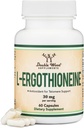 Ergothioneine dodatek (EGT) 30mg čisté, Plant- based L- Ergothioneine per Capsule, 60 Počet (May Support Longevity and Health Aging) Non- GMO, gluten zdarma, Vegan Safe by Double Wood