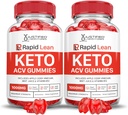 (2 Pack) Rapid Lean Keto ACV gummies Lanjutan Formula 1000MG Rapid Lean Keto Mitos Apel Cider Tertanam dengan Powder Beet Juice Powder B12 Vegan Non GMO 120 Gummys