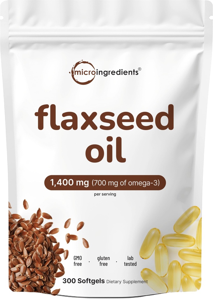 Flaxseed Oil 1,400mg, 300 Liquid Softgels | Flaxseed Oil Supplement with Omega 3, 6, & 9 Fatty Acids + DHA & Alpha Linolenic Acid (ALA) | Fish Free Omega Source | Non-GMO