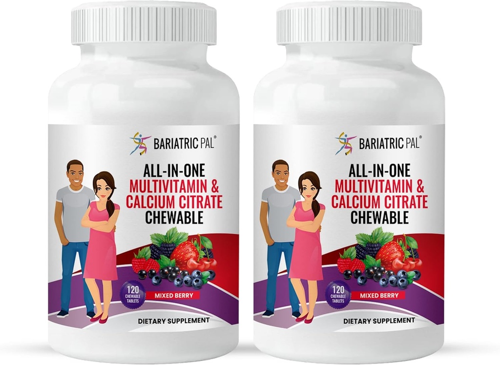 BariatricPal All-in-ONE Chewable Multivitamin with Calcium Citrate & Iron - Mixed Berry (60-Day Supply)