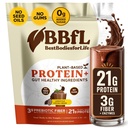Plant-Based Protein Shake – 21g Vegan Protein, Cocoa + Apple Cider Vinegar, Prebiotics, Digestive Enzymes, Supports Gut Health – All-in-One Shake for Women & Men (15 Servings, Cocoa Cream)
