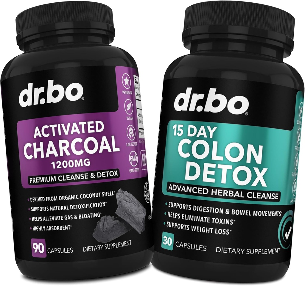Charcoal & Colon activat Detoxifiere Cleanser - Pastile organice de nucă de cocos Charcoal & Colon Cleanse pentru stomac Bloat & Regularitate - Suplimente de mișcare Bowel pentru balonarea stomacului, Suport gută