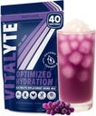 Vitalyte Electrolyte Powder Drinder Mix, Isotonic Electrolite Hydration Mix, Gluten Free Post Workout Mix, Paket 1, 35 oz., Grape Flavor