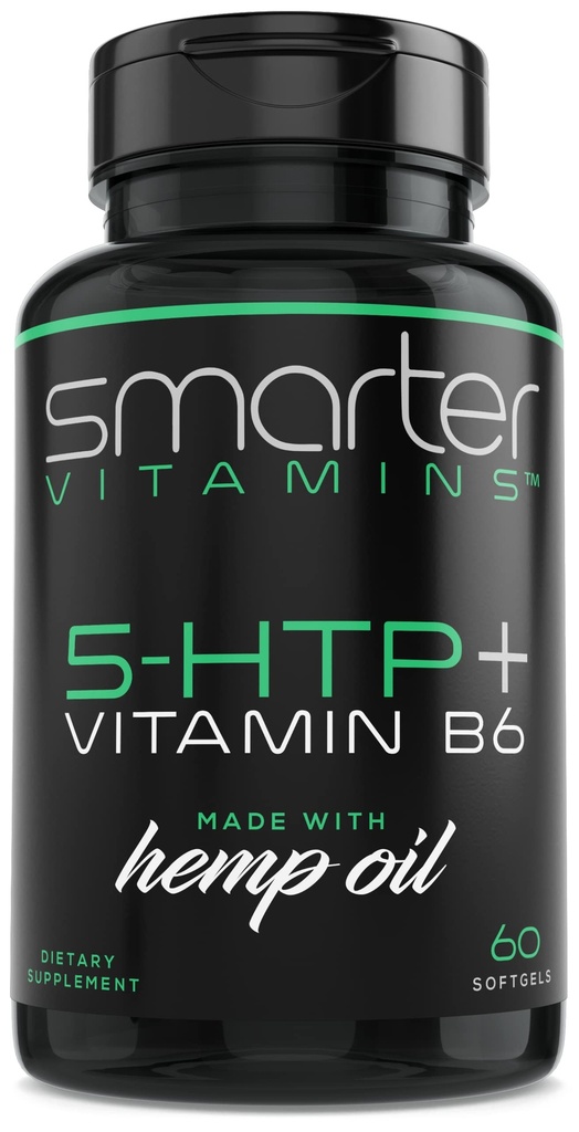 SmarterVitamins 200mg 5-HTP + Vitamin B6, Extended Time Release, 60 softgels, 30 Servings