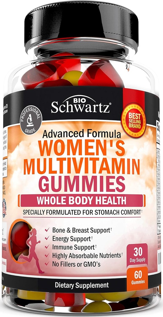 Les dones multivitamin Guncates amb Vitamina A B6 B12 D i Escota per a la implementació d'Immundane - Gummmmmmmmmmy Multivitamin per a Dones de BoneR i Energia Dietary suplementaris, Burn Berry Flavor, 60 Ct