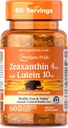 Puritan's Pride Zeaxanthin 4mg com LutigoldTM Lutein 10mg Carotenoides, Suplemento dietético para olhos saudáveis e visão, 60 Easy-to-Swallow Rapid Release Softgels