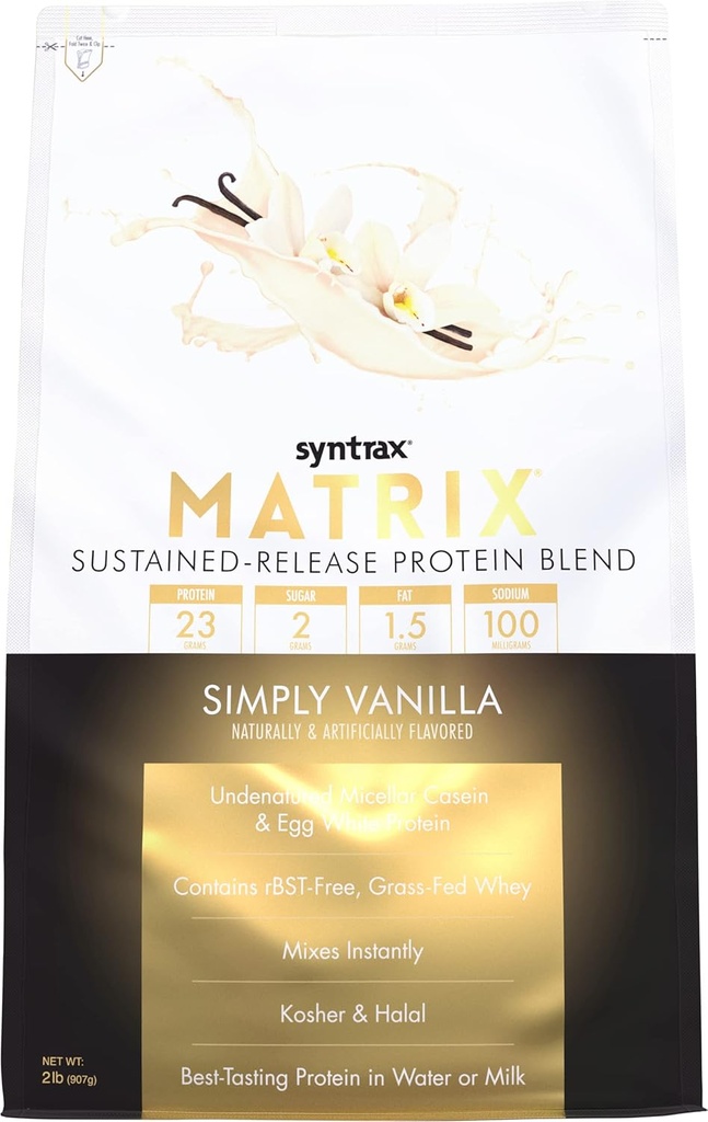 Syntrax Nutrition Matrix - püsivalt vabastav valk segu, lihtsalt Vanilla 2 naela. Real Vanilla Bean Specks