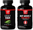 Anti-Aging Essential - Gray Hair Solution - Anti Wrinkle Formula - Saw Palmetto Natural - 2 botila (60 kapsula + 60 kapsulak)