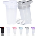 Shaker Bottle Protein Shakes Cup and 10-Ounce/300ML Shaker-Bottle with Whisk Balls, Protein Shaker- Bottles Set, Non-BPA plastic(Grey+White(2PCS))