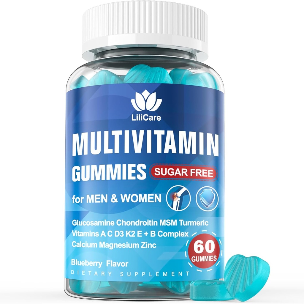グルコサミン・コンドロイチンMSMのGlucosamineのコンドロイチンMSMの女性の砂糖の自由なメチル化されたMultivitamin 50のプラス、多ビタミンD3 K2及びC EのBのコンプレックスとのシニアのための鉄の自由なグミー- 60の計算(パッケージ1)