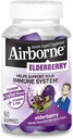 Airborne Elderberry + sink & vitamin C Gummies for voksne, immun støtte vitamin D & sink Gummies med kraftige antioksidant vitaminer C D & E - 60 gummies, eldrebær flavor