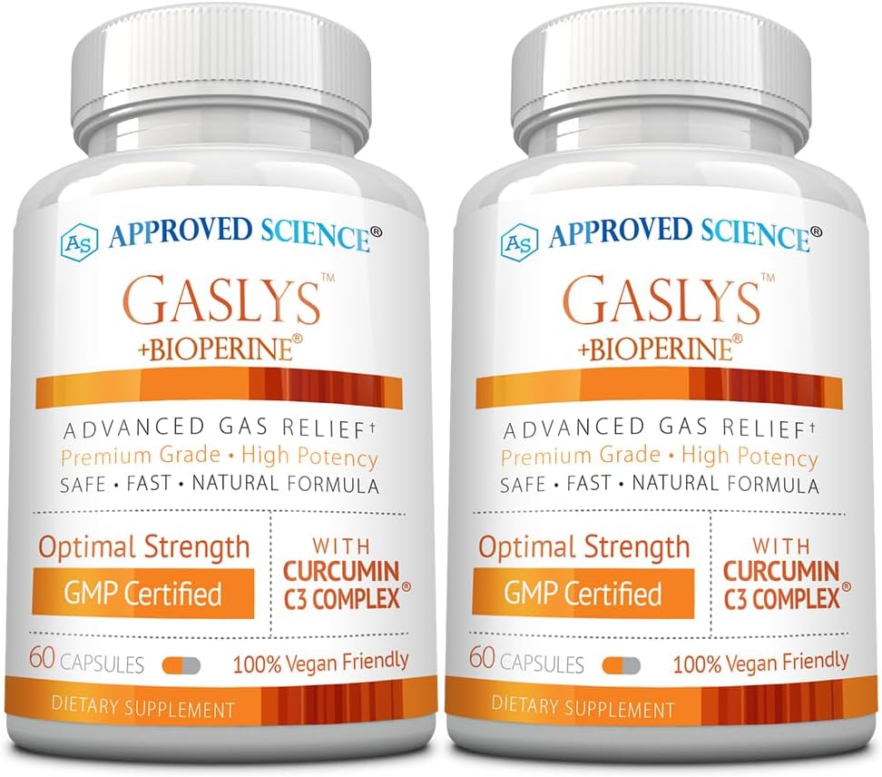 Approved Science® Gaslys™ - Soothe Digestive Tract, Alleviates Gas and Stomach Cramps - Artichoke Powder, Ginger, Fennel Seed - 60 Count - Pack of 2
