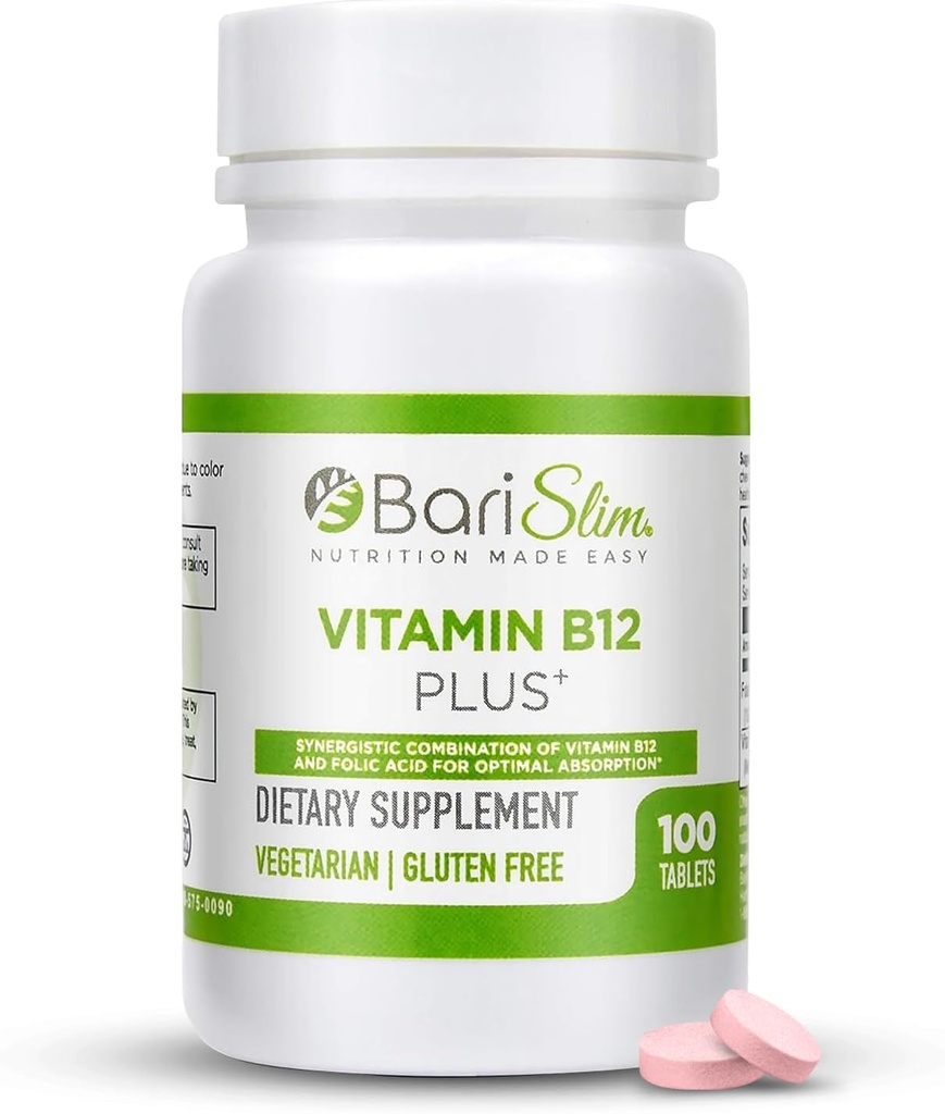 BariSlim Vitamin B12 Plus Tablet - Formulasikan Bariatrik untuk Operasi Pembengkakan Berat, termasuk Gastric Bypass & Gastric Sleeve - Support Energi & Overall Health Flavor