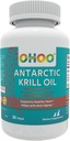 OHOO Antarctic Krill Oil 500mg Omega-3 EPA & DHA Supplement, Phopholipids, Antioxidant Astaxanthin, Supports Healthy Heart and Anti-Aging Supplement with No Fishy Aftertaste, 30 Softgels