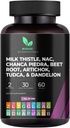 Mishas Nutracaments Milk Thistle Dandelion Root, NAC ir TUDCA Priedas - Palaiko kepenų sveikatą, kepenų Cleanse Detox, Inkstų ir kvėpavimo sveikatos ir virškinimo sistema - 60 Vegan Capsules